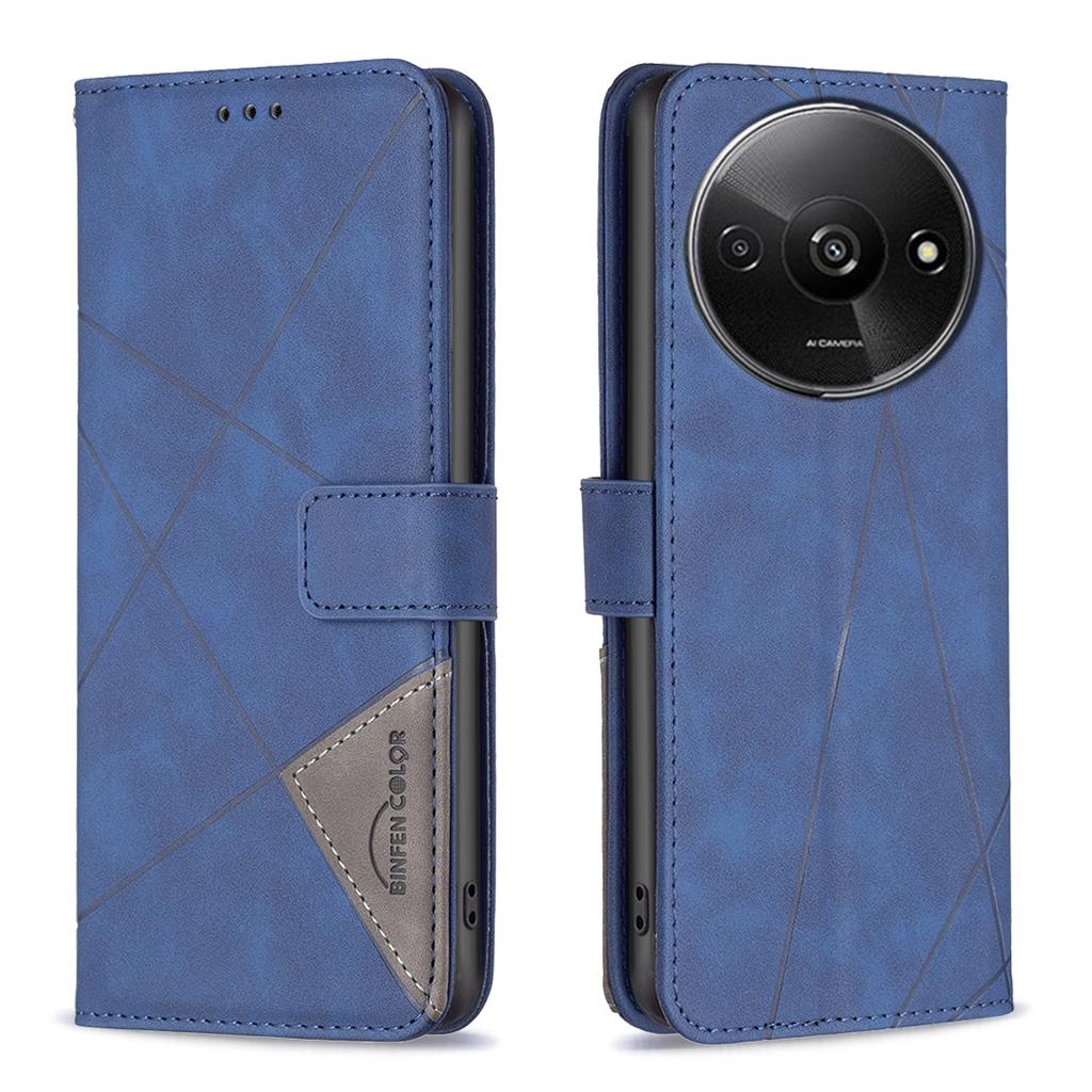BINFEN COLOR For Xiaomi Redmi A3 4G/Poco C61 4G Phone Cases Wallet Stand Geometry Imprinted Leather Cover