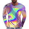 Мужские футболки с геометрическим узором, напечатанные на 3D-принтере, уличная повседневная футболка с длинным рукавом, пуловер с круглым вырезом