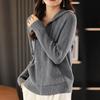 Autumn and Winter Women's Hooded Knitted Cardigan Women's Autumn Casual Zipper Sweater Jacket Loose Top