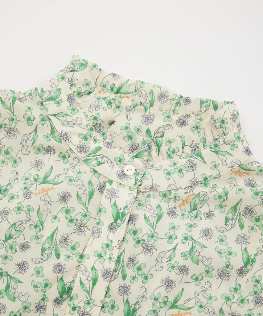 Milkfed Floral Print Ruffle Sleeve Casual Off White Women's Dress,