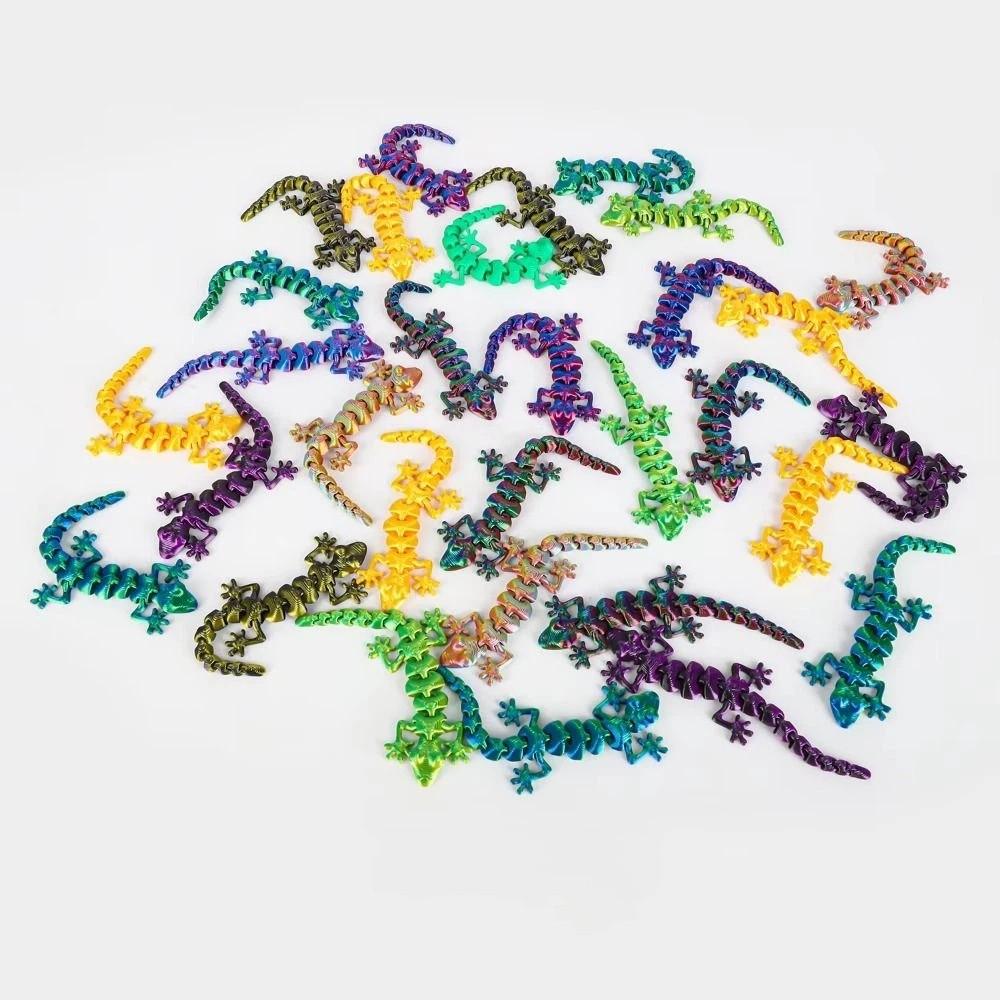 20Pcs Lifelike 3D Printed Gecko Model Simulation Movable Joints Animal Model Indoor Decoration