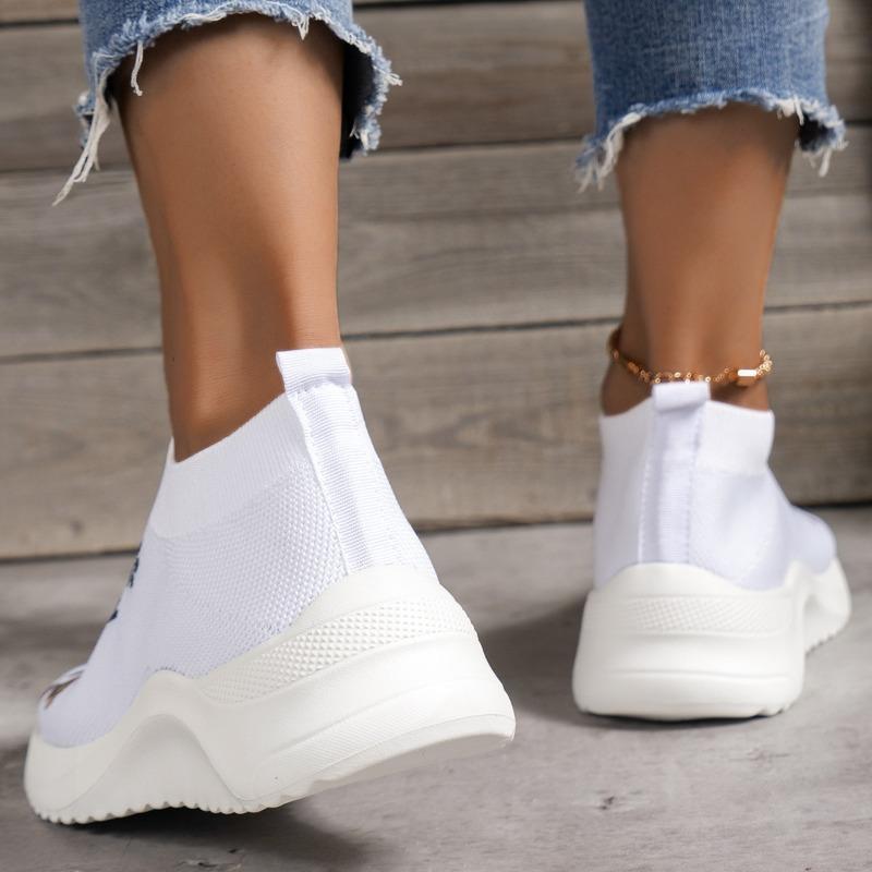 Модные кроссовки Женские кроссовки с принтом растений Дышащие кроссовки Slip-On Женские кроссовки Slip-on Vulcanize Shoes Сетчатые кроссовки для ходьбы на открытом воздухе