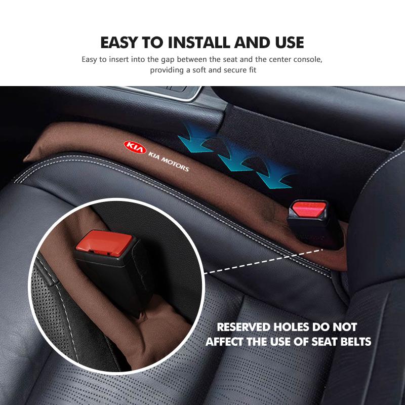 Car Logo Seat Gap Filler Soft Suede Side Seam Leak Pad Plug Spacer Accessories For KIA Cerato Soul Venga Forte Spectra Sedona BU9