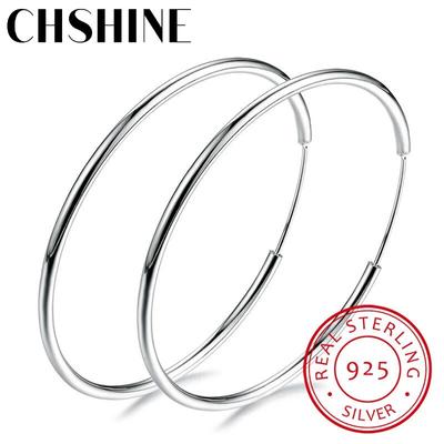 CHSHINE женские серьги-кольца из 100% стерлингового серебра 925 пробы, круглые серьги-кольца в упаковке, простые серьги-кольца