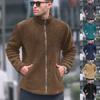 Мужская повседневная свободная куртка с воротником-стойкой, цветная, повседневная, модная, с длинными рукавами, на молнии, из флиса-бабл