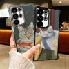 Смешные Кошки Модный Стиль Покрытие Чехол Для Телефона Для Samsung Galaxy S24 S25 FE S26 Edge S23 Ultra S22 S21 Plus S20 Защита От Падения Подушка Безопасности