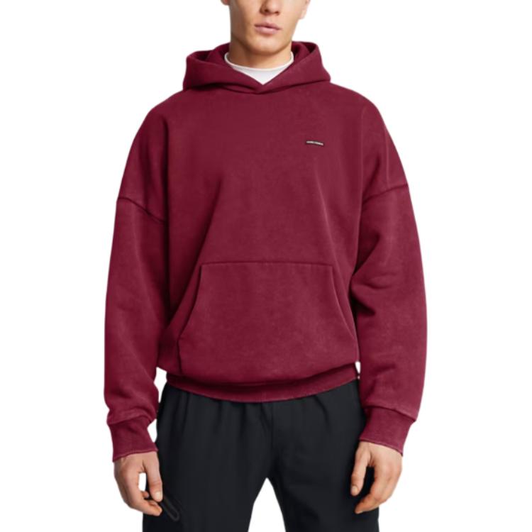 Under Armour Icon Heavyweight Fashion Versatile Hoodie Мужские толстовки Deep-Red 1386552-625