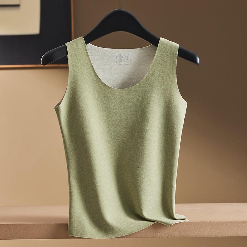 Women's Seamless Cashmere Silk Thermal Vest - Thick Velvet Warm Base Layer In Large Size