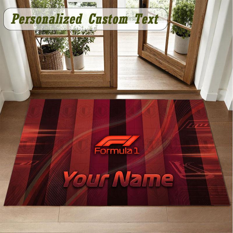 Crystal Velvet Square Rug Custom NameF1 Pattern Non Slip Home Floor Decor Rug
