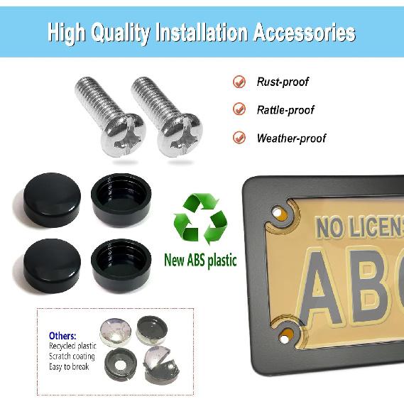 Motorcycle License Plate Covers- Bubble License Plate Protector And Black Stainless Steel Metal License Plate Frame, Unbreakable Protective Cover Is