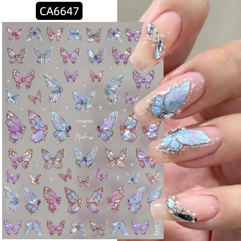 Butterfly Manicure Bronzing Laser Butterfly Bow Nail Stickers 3D Nail Decals Three-dimensional