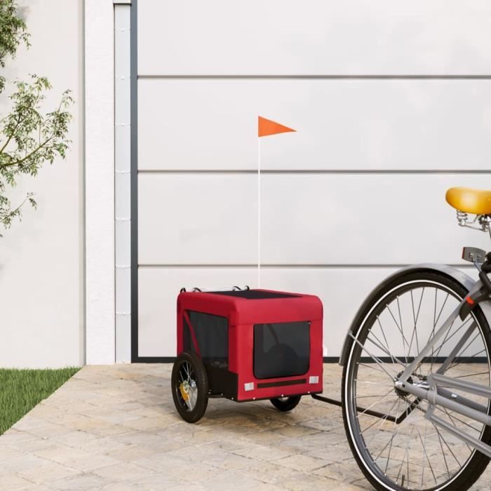 VidaXL Bicycle Trailer for Dog Red and Black Oxford Fabric and Iron 93908