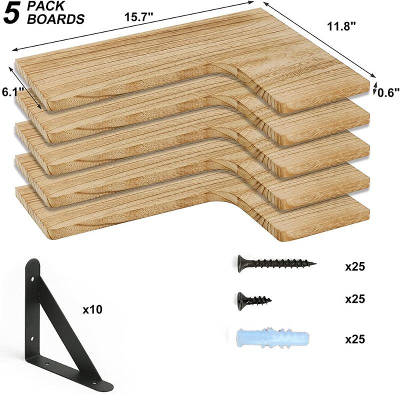 Деревянная треугольная полка для хранения Полка для цветочных горшков Эстетичное украшение комнаты Плавающая витрина Большая плавающая полка Дом Сад