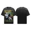 2025 American trendy brand Vall washed old printed short-sleeved hip-hop loose street fashion T-shirt for men and women