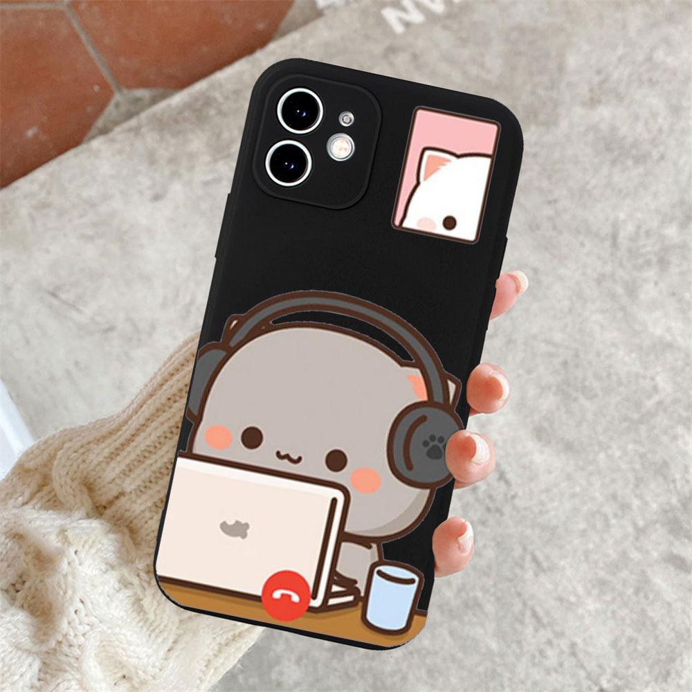 Мультяшная пара животных Коты Чехол для телефона на двоих для IPhone 15 14 13 12 11 Pro Max Mini XS X XR SE2 7 8Plus Чехол для влюбленных Матовый Fundas