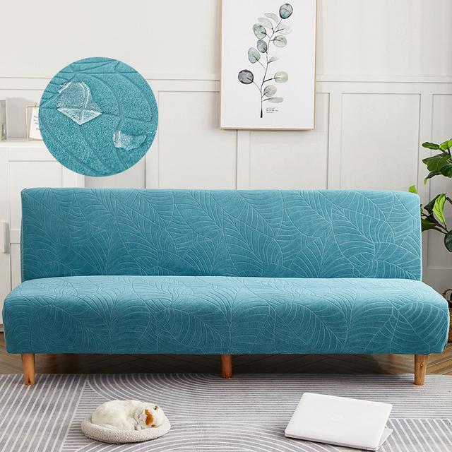 Waterproof Sofa Bed Cover Armless Folding Sofa Bench Solid Stretch High Elastic Thick Sofa Cover Without Armrest Universal Size