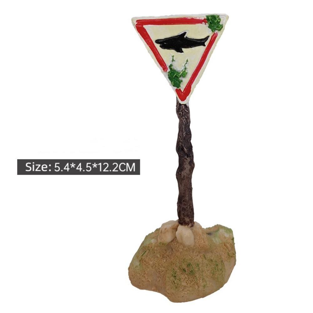 Artificial Aquarium Decoration Resin Aquarium Background Interesting Shark Warning Sign  Fish Tank