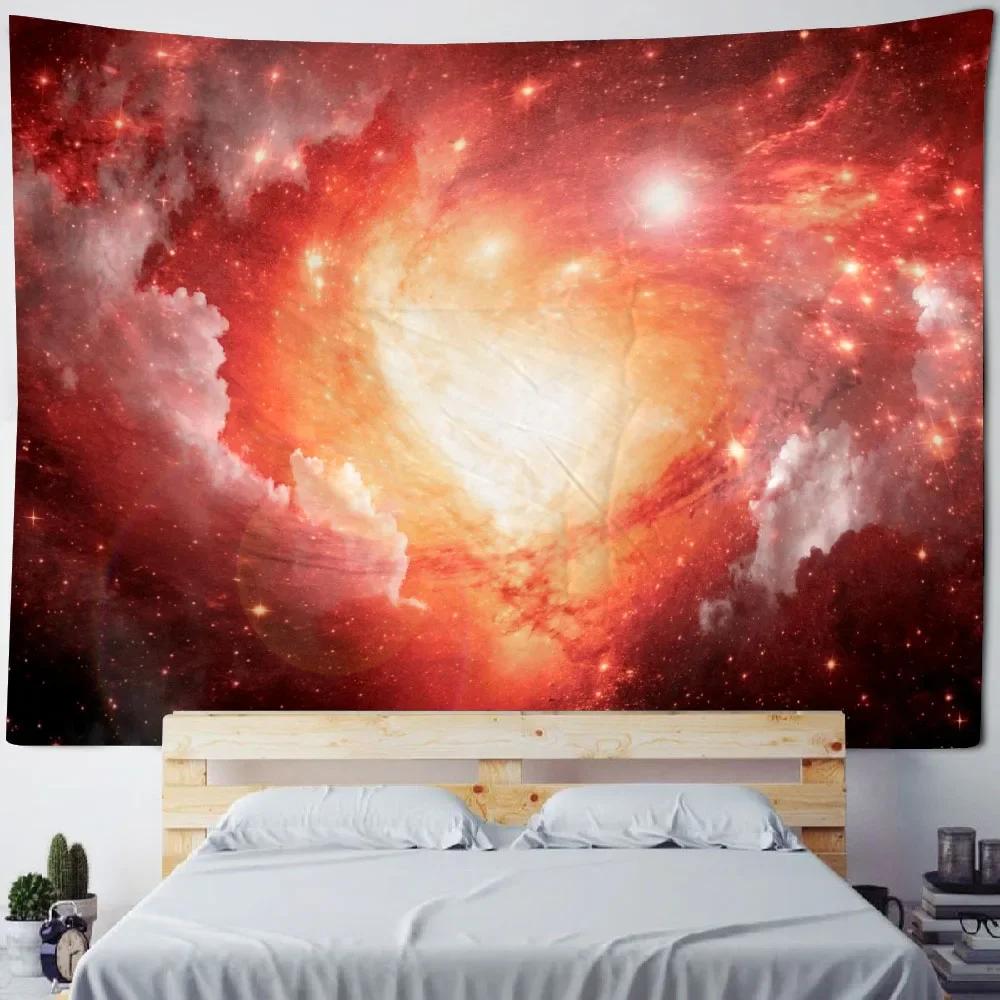 Starry Sky Universe Wall Hanging Tapestry Polyester Fabric Yoga Bed Sheet Beach Mat Living Room Bedroom Home Decoration
