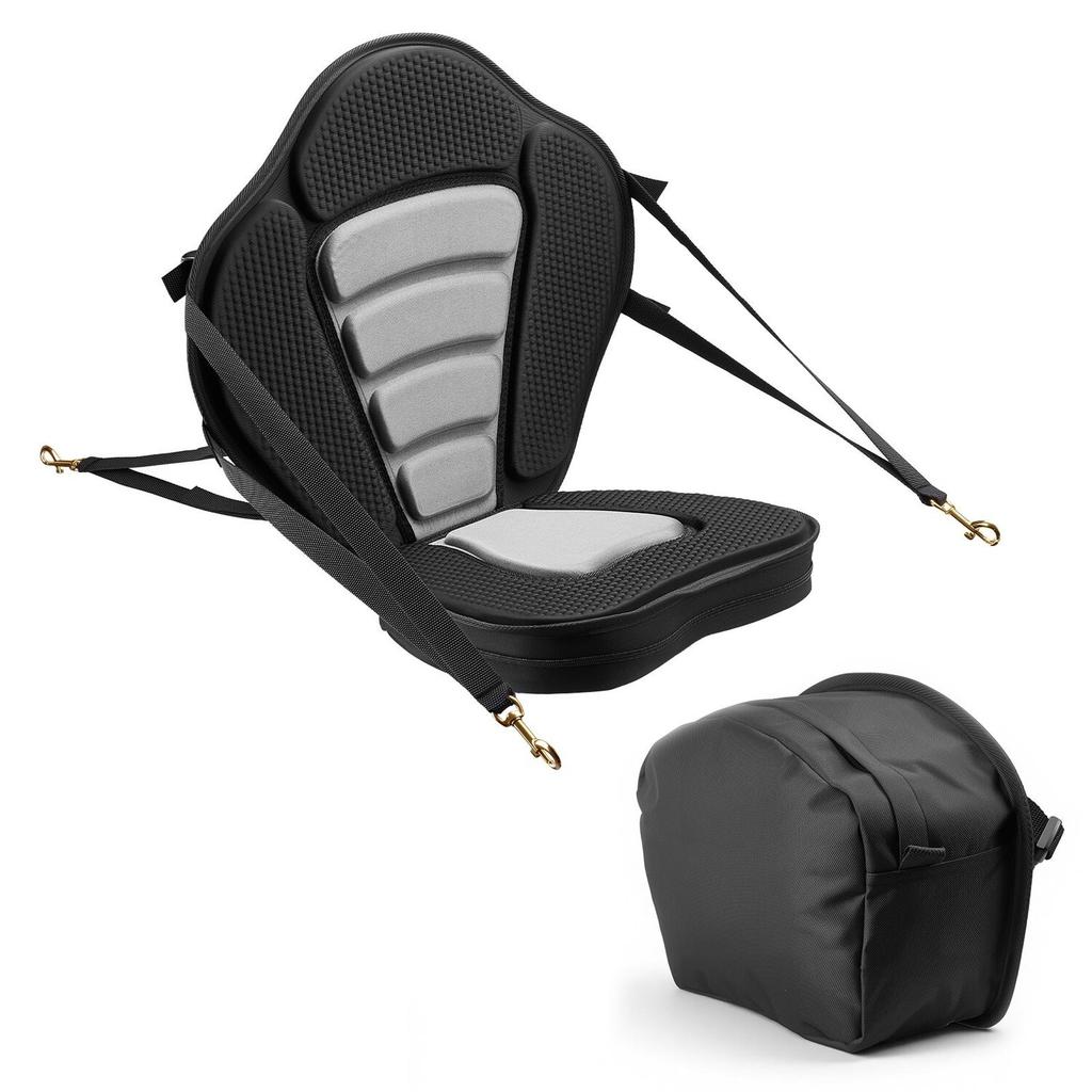 Kayak Seat, 1 Pack 65 mm Thick, Universal Paddle Board Seat with Back Support, Sit-on-Top Soft Padded Cushion with Storage Bag & Adjustable Straps for