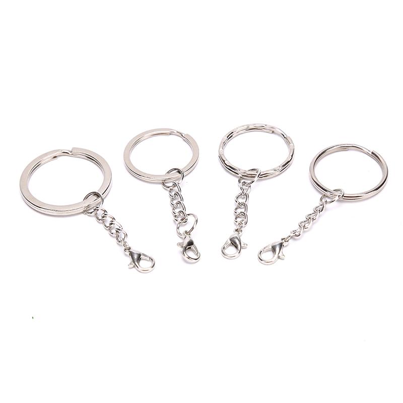 10Pcs/Set Polished Silver Keyring Split Ring Short Keyring Diy Making Keychains