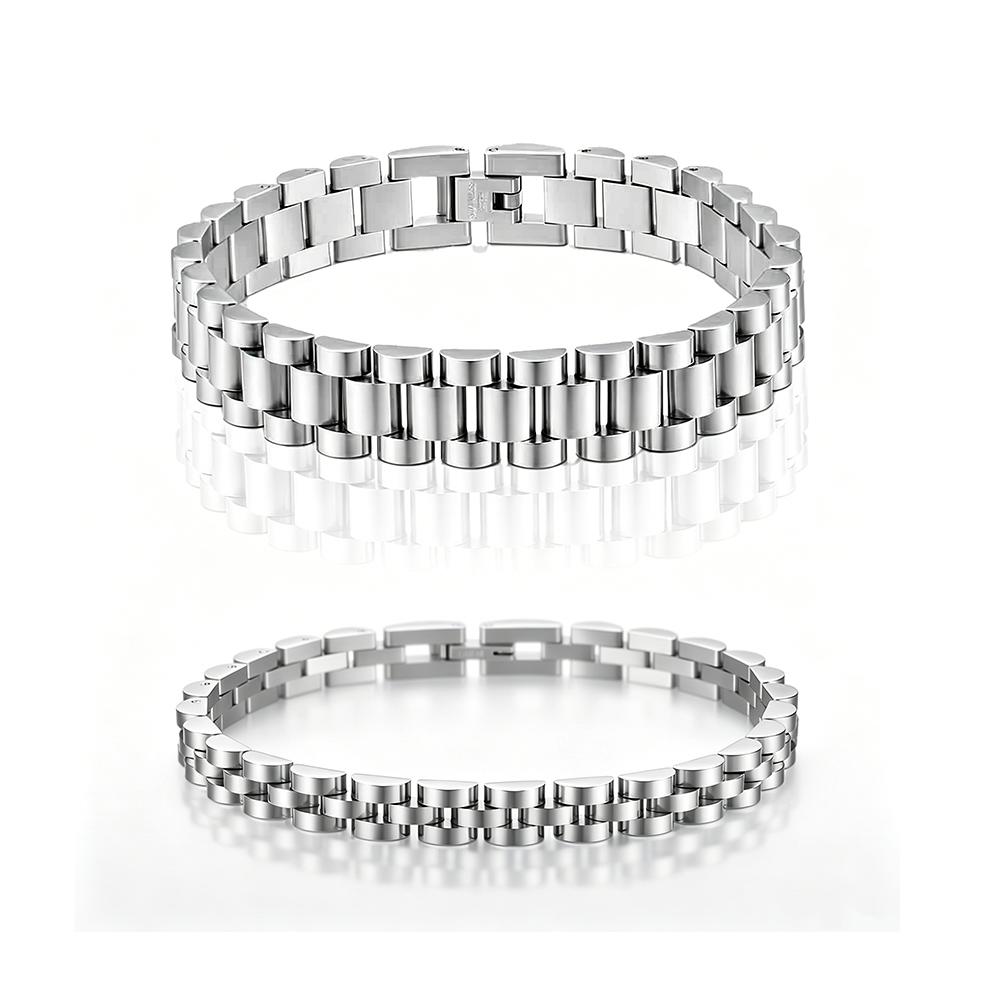 6mm 12mm Stainless Steel Link Bracelet Unisex Silver Gold Black Rose Gold Two-tone Business Daily Gift Jewelry