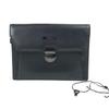 Versace With Strap Logo Bag Pouch Flap Clutch Bag Leather Black