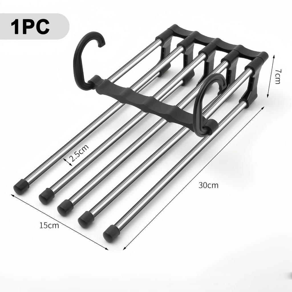 5 In 1 Magic Trouser Rack Hangers Stainless Steel Folding Pant Rack Tie Hanger Shelves Bedroom Closet Organizer Wardrobe Storage