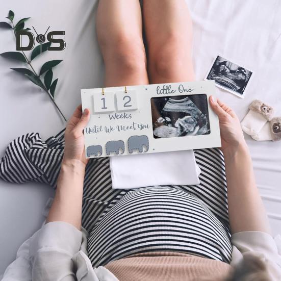 Фоторамка для УЗИ ребенка, деревянная фоторамка для УЗИ с обратным отсчетом недель беременности, трекер-рамка для определения пола ребенка, подарок для беременных женщин