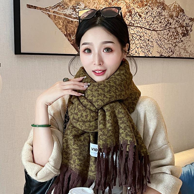 "Korean Plaid Imitation Cashmere Scarf – Women's Autumn & Winter Versatile Warm Shawl"