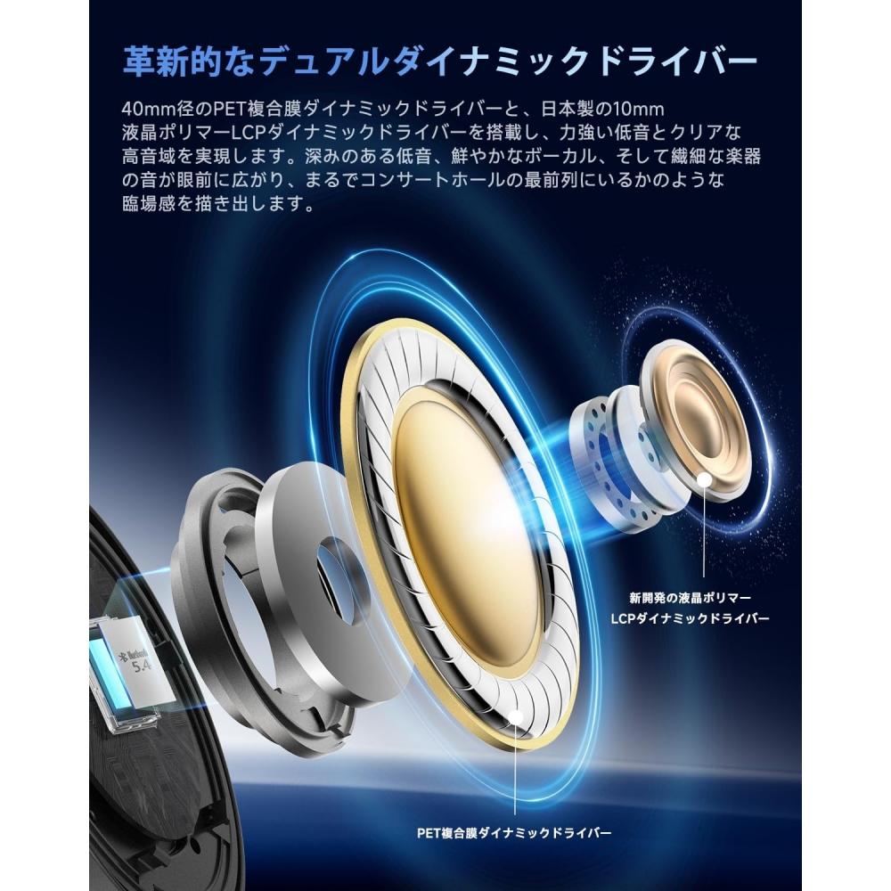 Беспроводные наушники Earfun Tune Pro Bluetooth 5.4 Черные Закрытого типа