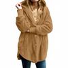 Women's Fashion Solid Color Pocket Button Hooded Plush Coat