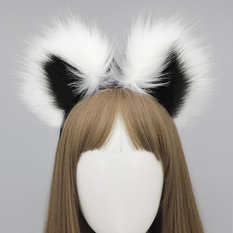 Милая студенческая женщина Енотовые ушки Повязка на голову/ Длинный хвост Фотографирование Повязки на голову Разноцветные Мультяшные Карнавалы Обруч для волос