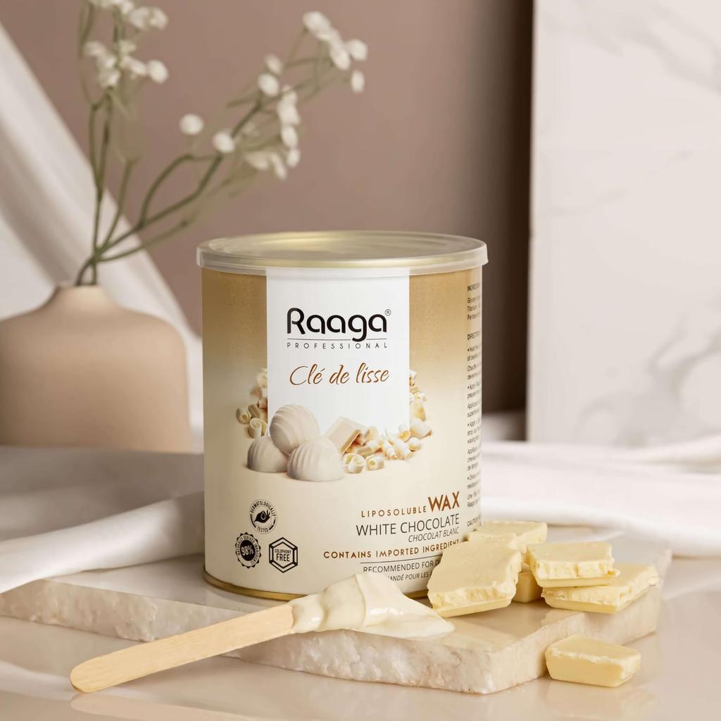 Raaga Professional Восковая депиляция тела, растворимая в жире, для гладкого удаления волос, Белый шоколад, Для всех типов кожи, 800 мл