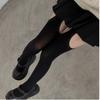 Women White Sexy Stockings with Belt Suspender Wide-banded Tights Lolita Thigh High Stockings with Garters Over The Knee Socks