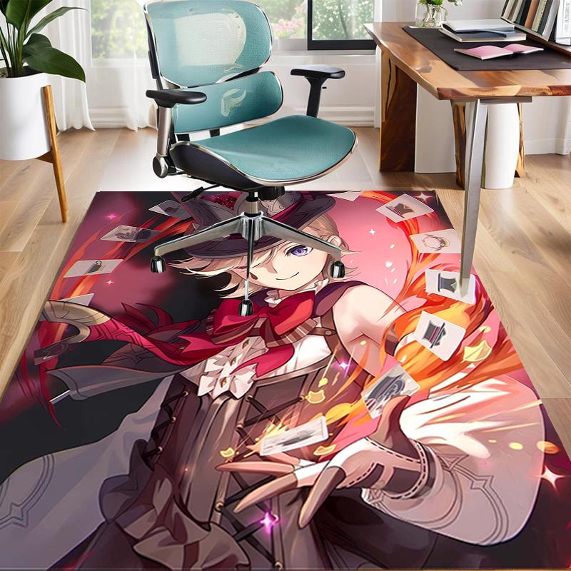 1pc Genshin Impact Lyney1 Design Area Rug - Non-Slip, Soft & Cozy Floor Mat for Living Room, Bedroom, Office - Indoor/Outdoor Decorative Carpet