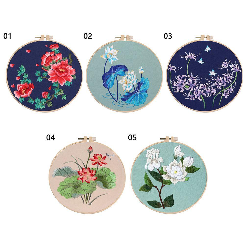 DIY Material Pack With Hoop Cross Stitch Embroidery Kit Bouquet Flower Needlecraft Needlework