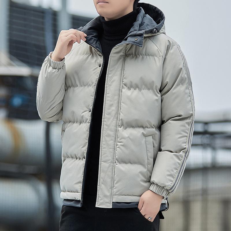 Толстая повседневная мужская куртка Зимняя модная куртка с пуховой подкладкой из хлопка Утолщенная свободная куртка с капюшоном с пуховой подкладкой из хлопка Мужская куртка с пуховой подкладкой из хлопка