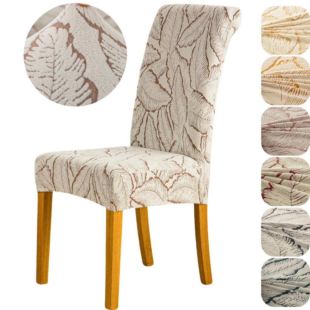 Листовой жаккард Стрейч Чехлы на обеденные стулья Съемные Моющиеся Чехлы на стулья Защита кухонного стула Парсонс Свадебный декор