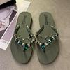 2024 Summer New Shoes for Women Fashion Slipper Outdoor Beautiful Crystal Flip Flops Girl Street Soft Sole Beach Shoes