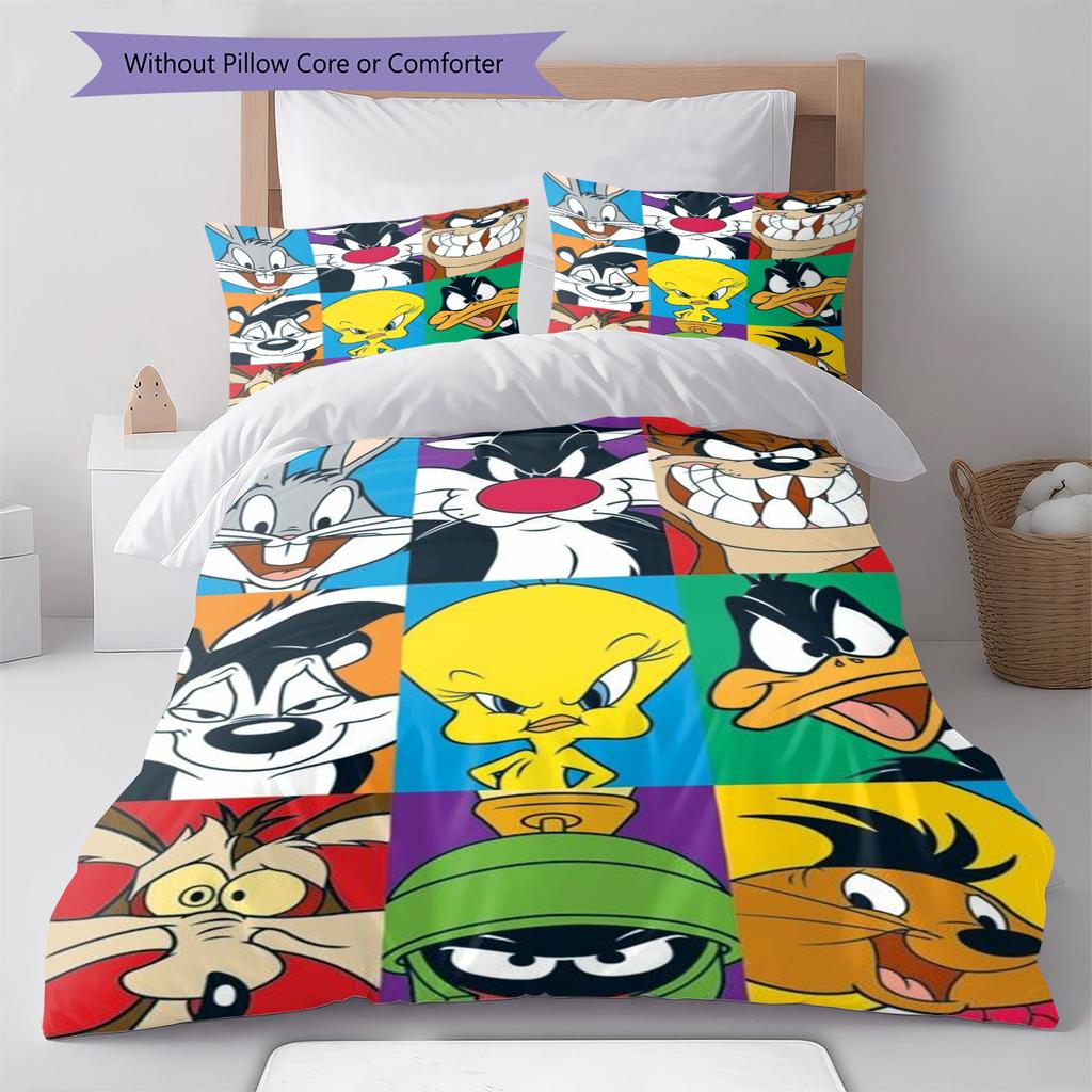 Classic Cartoon Pattern Bedding Quilt Set Quilt Cover Pillowcase Home Decoration Gift (1 * duvet cover + 2 * pillowcase, without core)