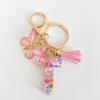 Epoxy Resin English Alphabet Keychain Heart-Shaped Sequins Butterflies Tassel Alphabet Keyring Initial Lettering Key Chain Mug Accessory