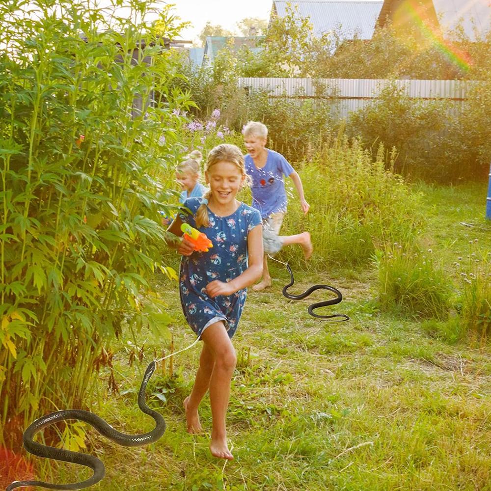 Прикол со змеей с зажимом на веревке Реалистичная резиновая змея для прикола, 1,2 м