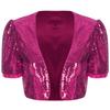 Womens Glitter Sequin Crop Jacket Short Sleeve Open Front Shiny Clubwear Party Outerwear Evening Cover Up