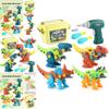 Boys' Dinosaur Building Blocks Set With Electric Drill Abs Material Enhances Emotional Visual And Intellectual Development