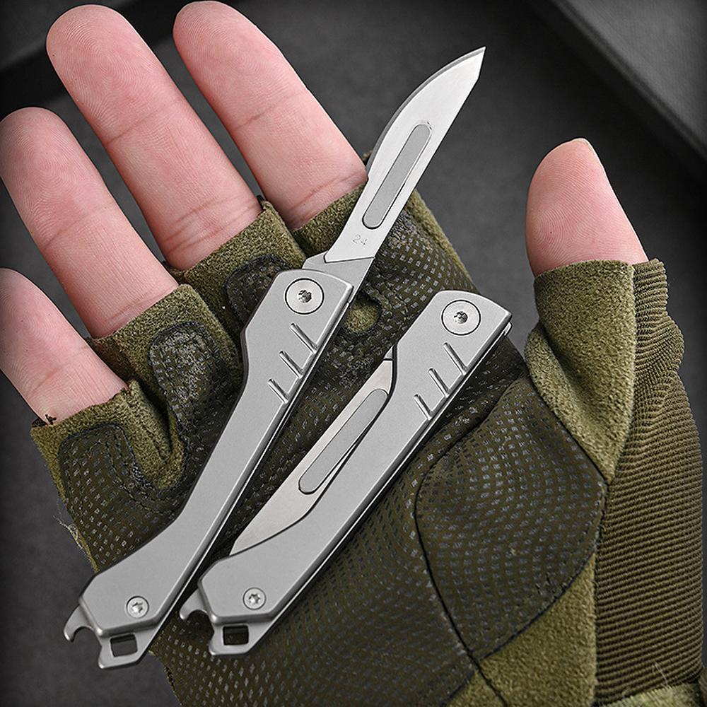 Smal Folding Scalpel Pocket Knife for Men Mini Foldable Razor Keychain Jackknife Replaceable Blades EDC Utility knife Box Cutter