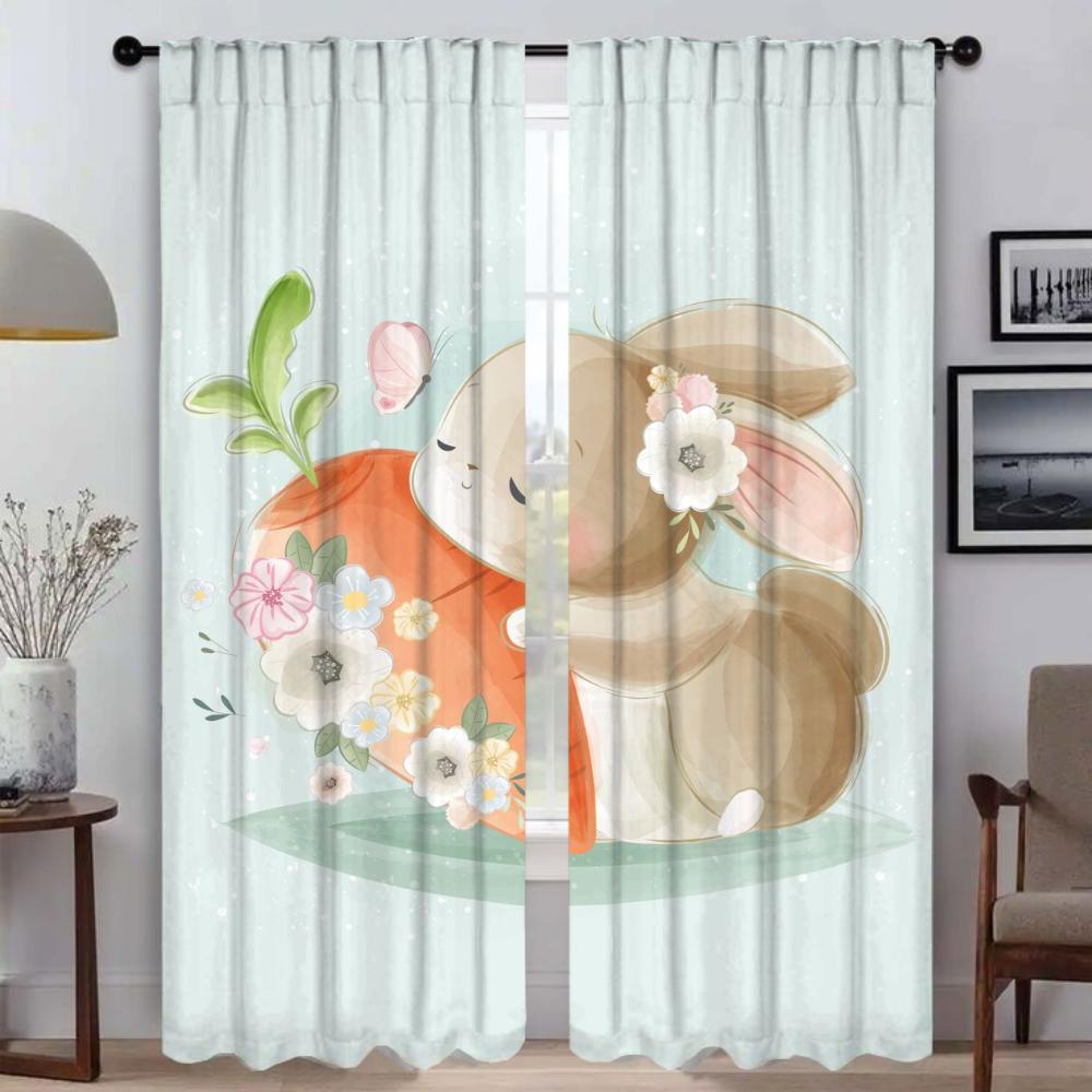 Cute Animals Shades Kitchen Curtains 2 Pieces Home Interior Curtains for Camera Blackout Curtain Tulle for Bedroom Partition