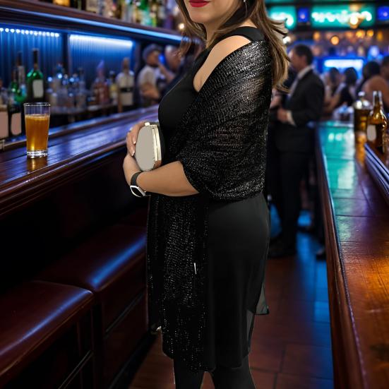 Женское платье-шаль с бахромой из кисточек и металлической нитью, вечерние платья для женщин