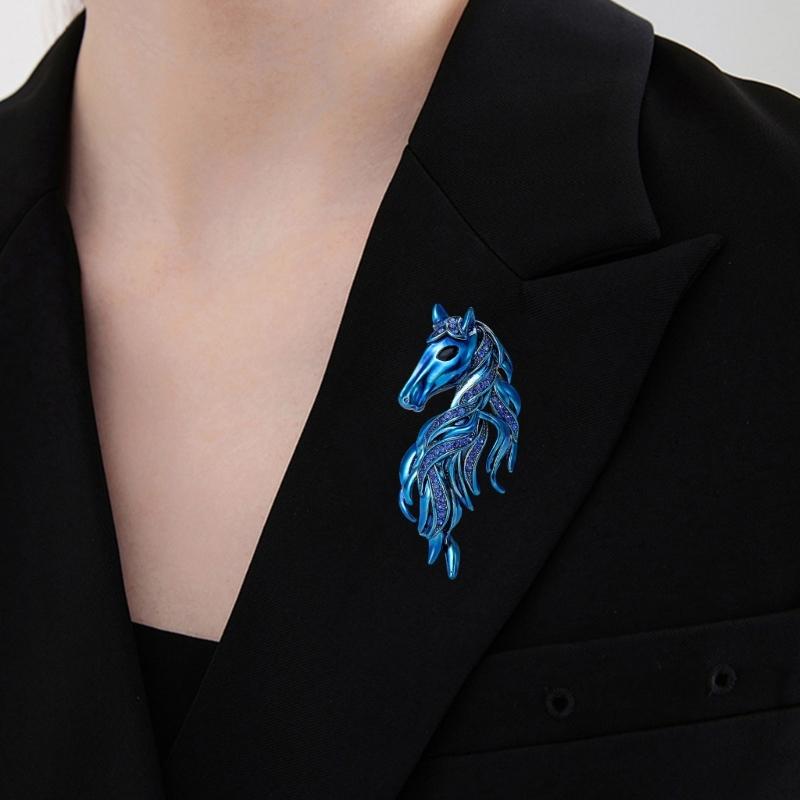 Handcraft Horse Head Brooch Portable Alloy Accessory for Casual Formal Outfits