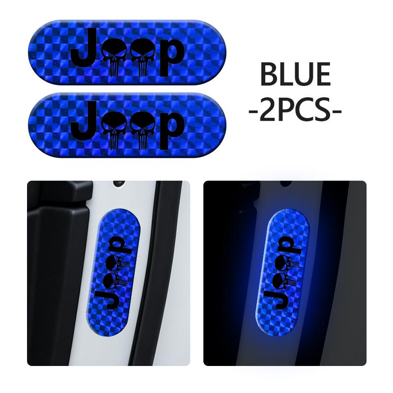 AKI2 For Jeep Car Door Reflective Sticker Night Light Warning Decal Cherokee Wrangler JK Gladiator Compass Renegade Patriot