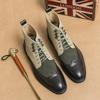 Модная Ретро Черная Высокая Мужская Обувь Броги Заостренный Носок Шнуровка Кожаные Ботинки Удобные Нарядные Ботинки для Мужчин 2025 Botas Para Hombre